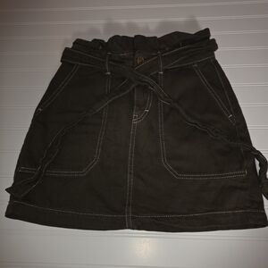 Free People Chocolate Mini Skirt with Tie Waist